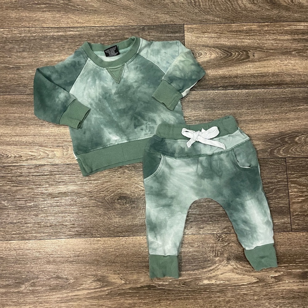 Little Bipsy- Green Tie dye set 6-12 months